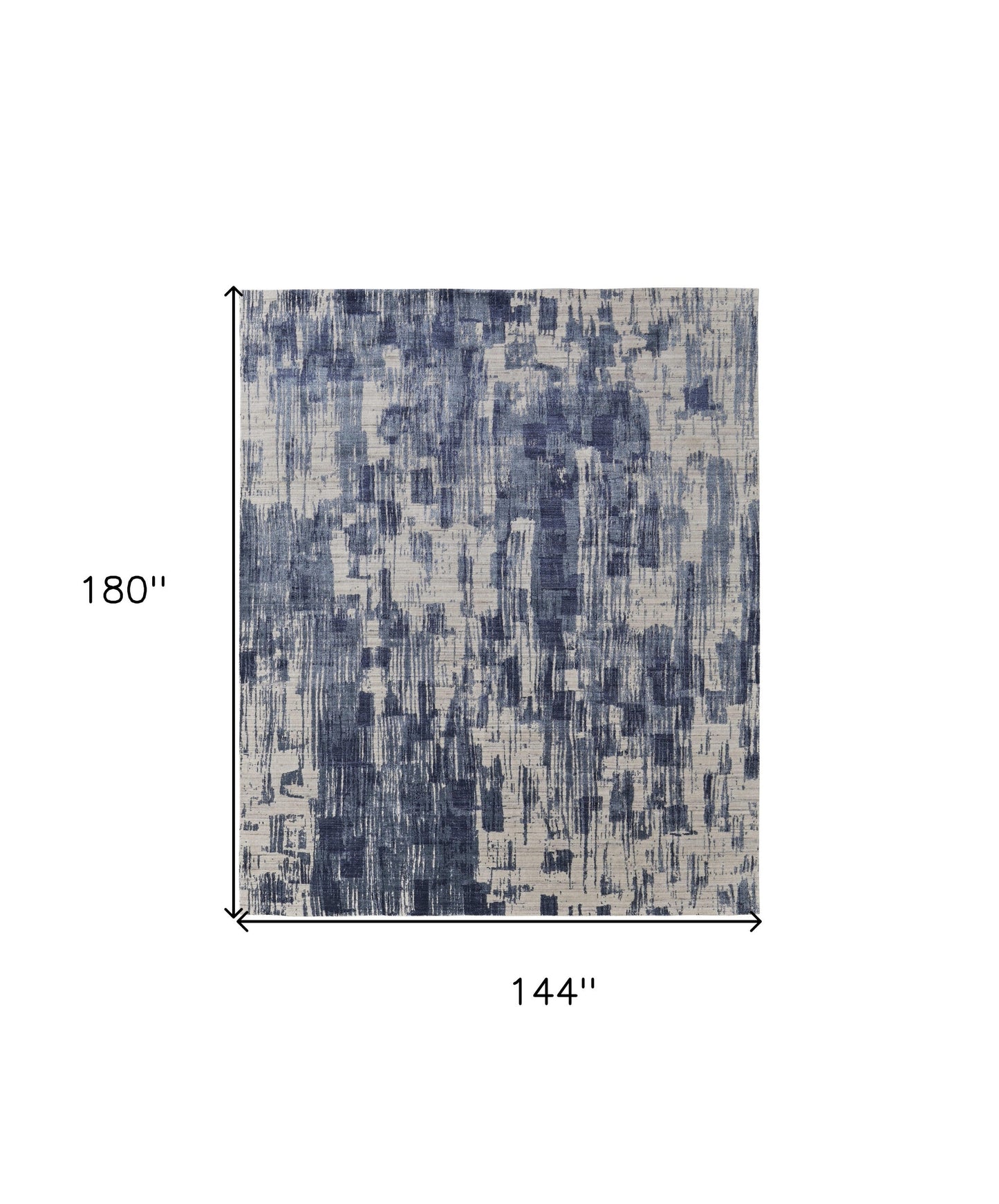 12' X 15' Blue and Ivory Abstract Hand Woven Worn Faded Area Rug