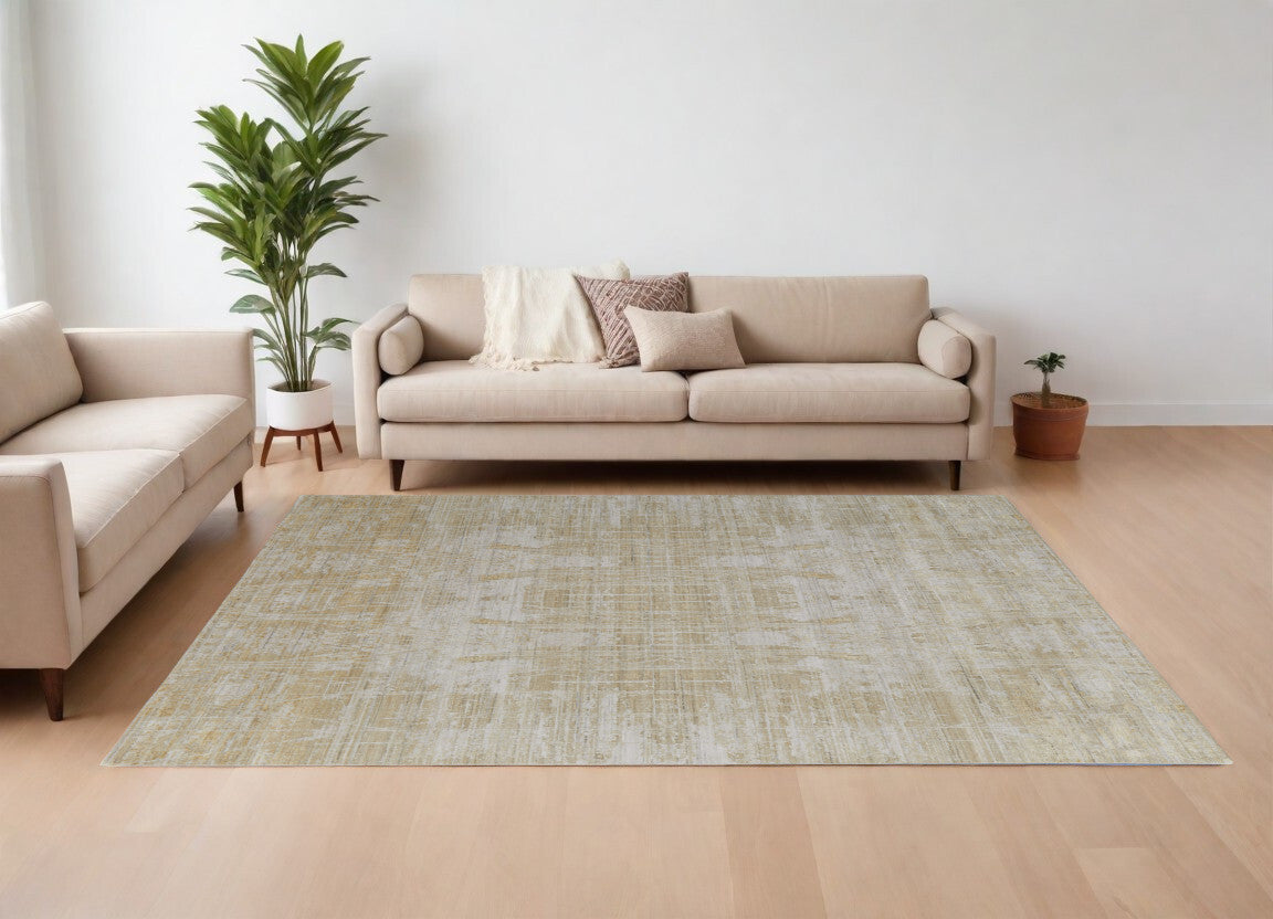 12' X 15' Yellow and Ivory Abstract Hand Woven Area Rug