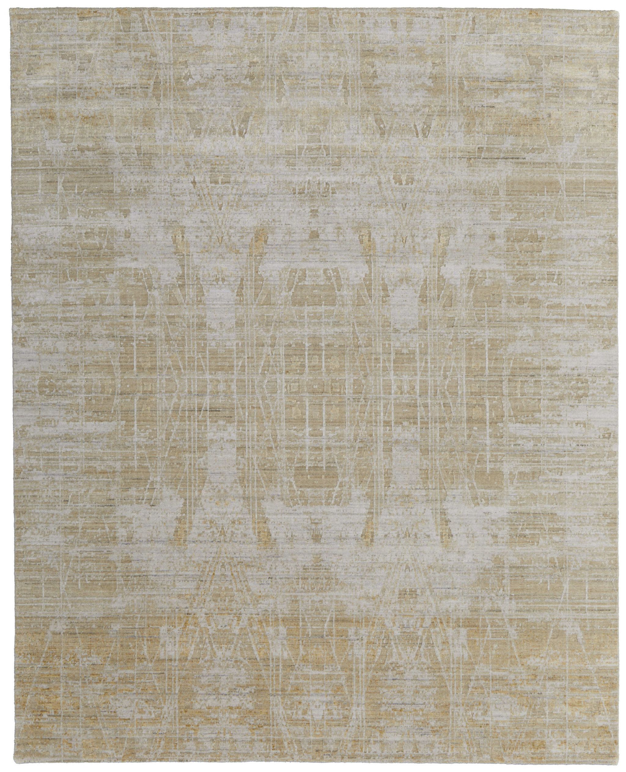 12' X 15' Yellow and Ivory Abstract Hand Woven Area Rug