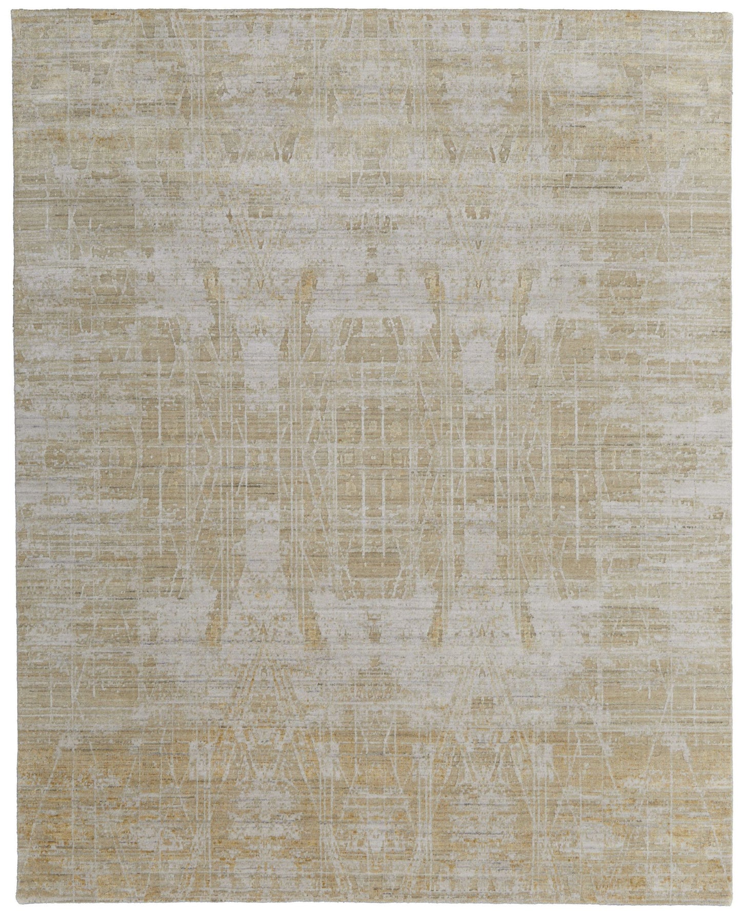 12' X 15' Yellow and Ivory Abstract Hand Woven Area Rug