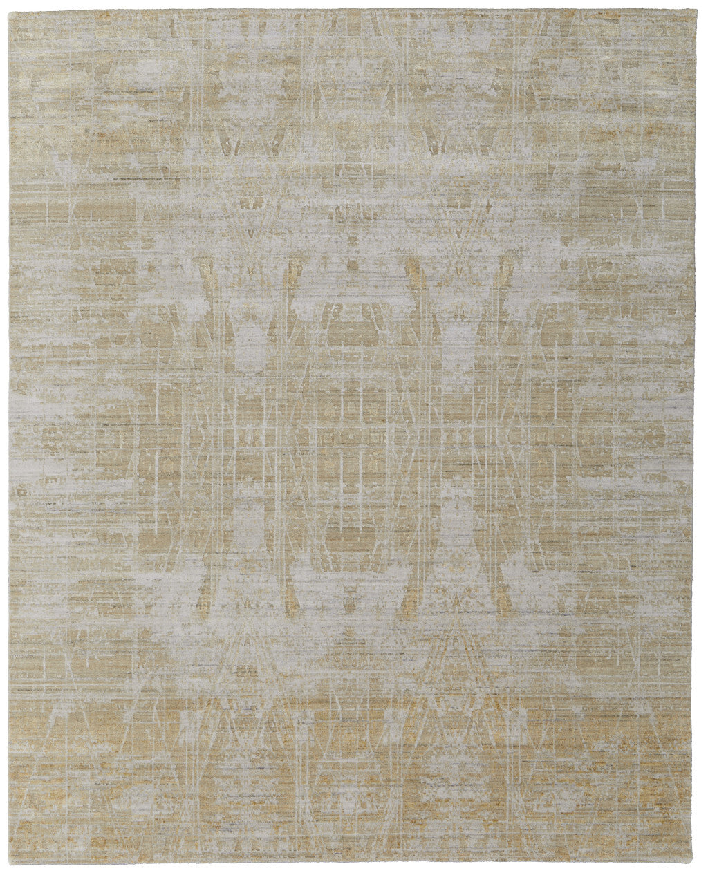 12' X 15' Yellow and Ivory Abstract Hand Woven Area Rug