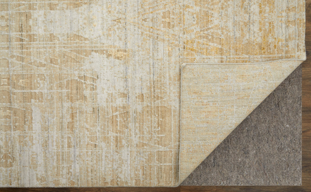 12' X 15' Yellow and Ivory Abstract Hand Woven Area Rug