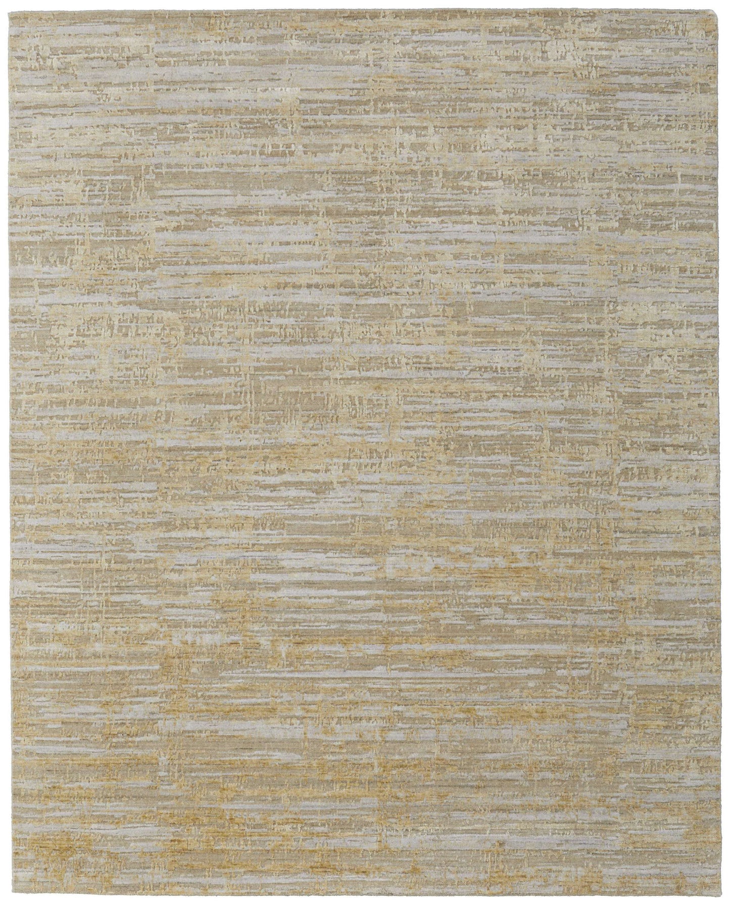 8' X 10' Yellow and Ivory Abstract Hand Woven Area Rug