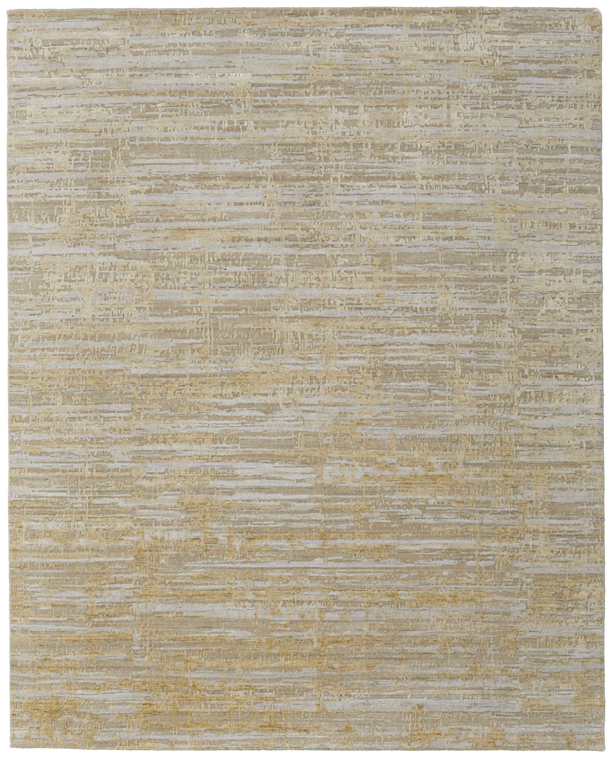 8' X 10' Yellow and Ivory Abstract Hand Woven Area Rug