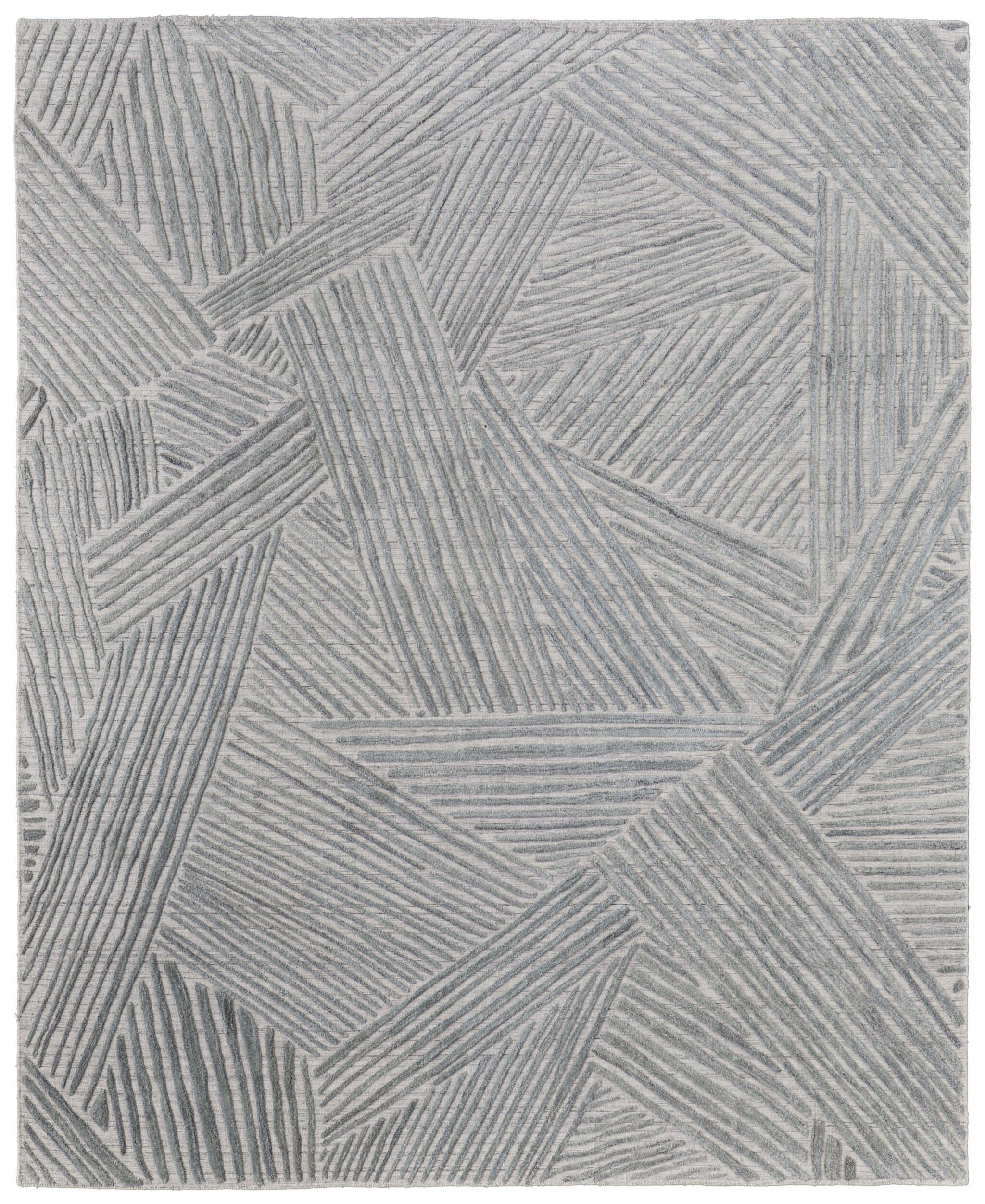 8' X 10' Green and Ivory Abstract Hand Woven Area Rug