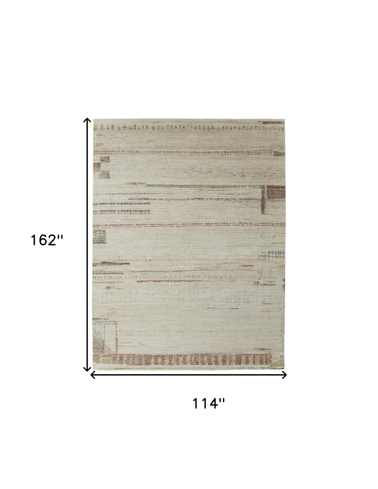 9' X 13' Gray Tan and Green Wool Abstract Hand Knotted Area Rug