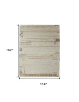 9' X 13' Gray Tan and Green Wool Abstract Hand Knotted Area Rug