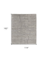 9' X 13' Taupe and Gray Abstract Hand Woven Worn Faded Area Rug