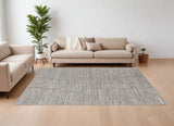 12' X 15' Taupe and Gray Abstract Hand Woven Worn Faded Area Rug