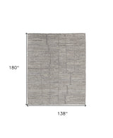 12' X 15' Taupe and Gray Abstract Hand Woven Worn Faded Area Rug