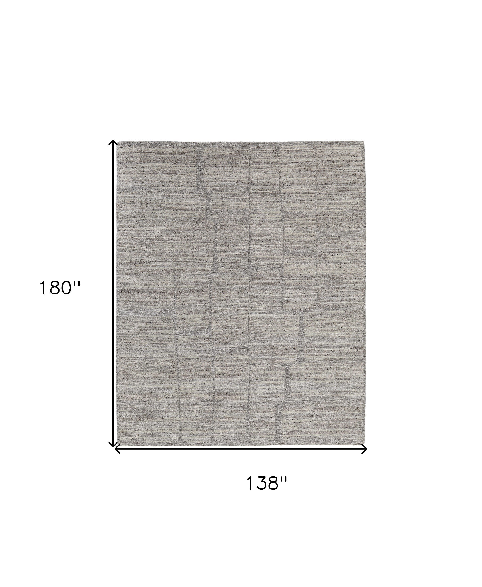 12' X 15' Taupe and Gray Abstract Hand Woven Worn Faded Area Rug