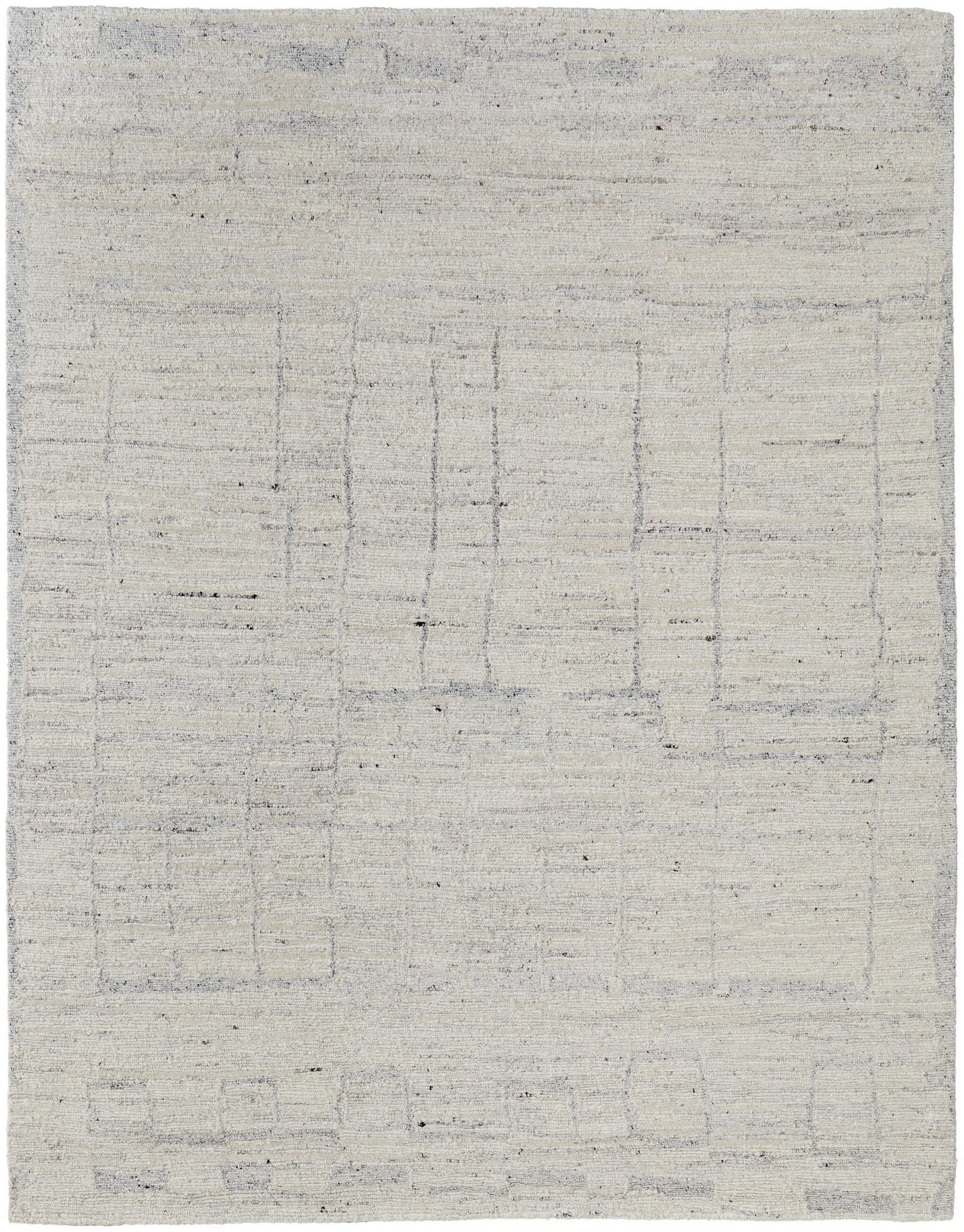 9' X 13' Gray and Ivory Abstract Hand Woven Worn Faded Area Rug