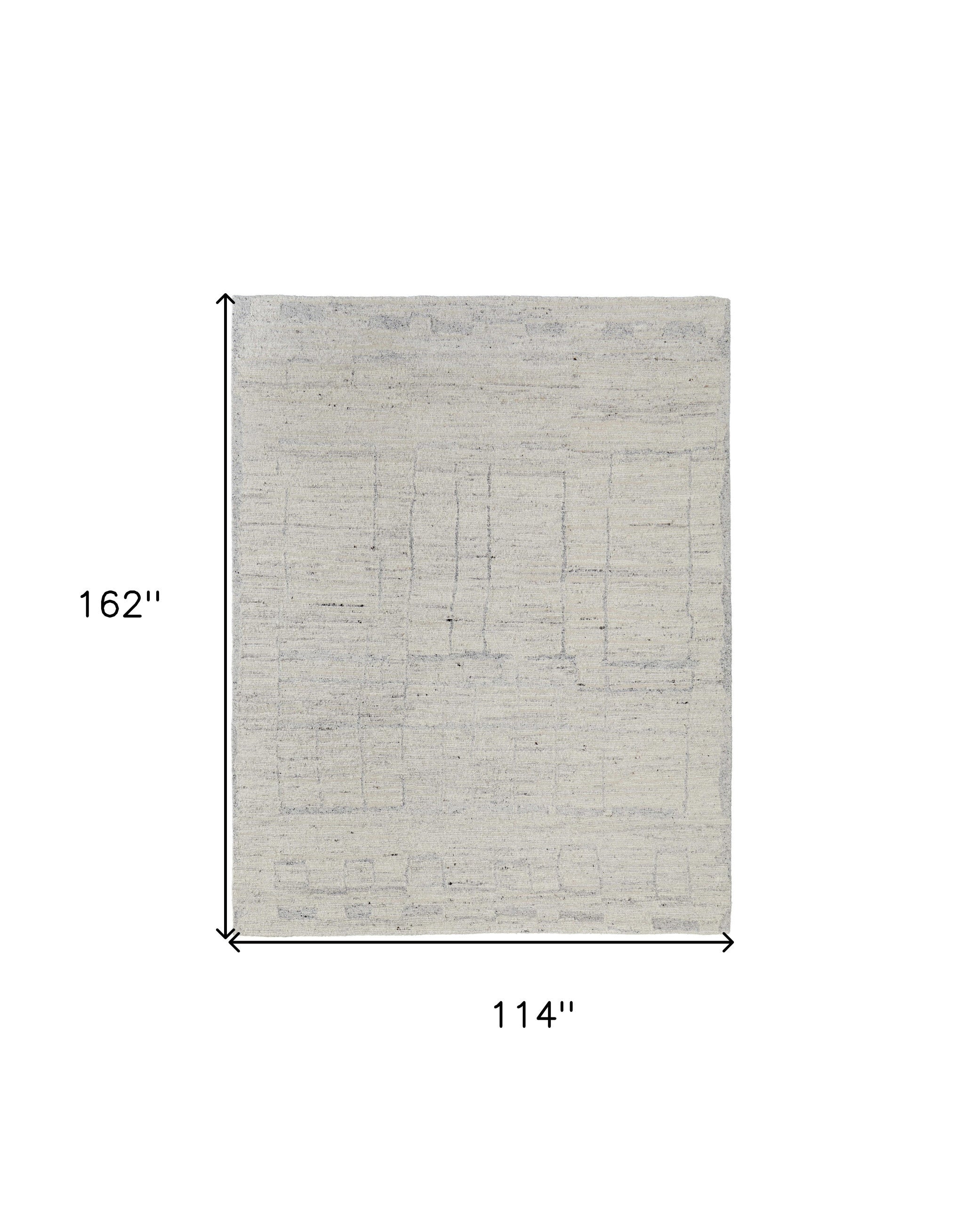 9' X 13' Gray and Ivory Abstract Hand Woven Worn Faded Area Rug