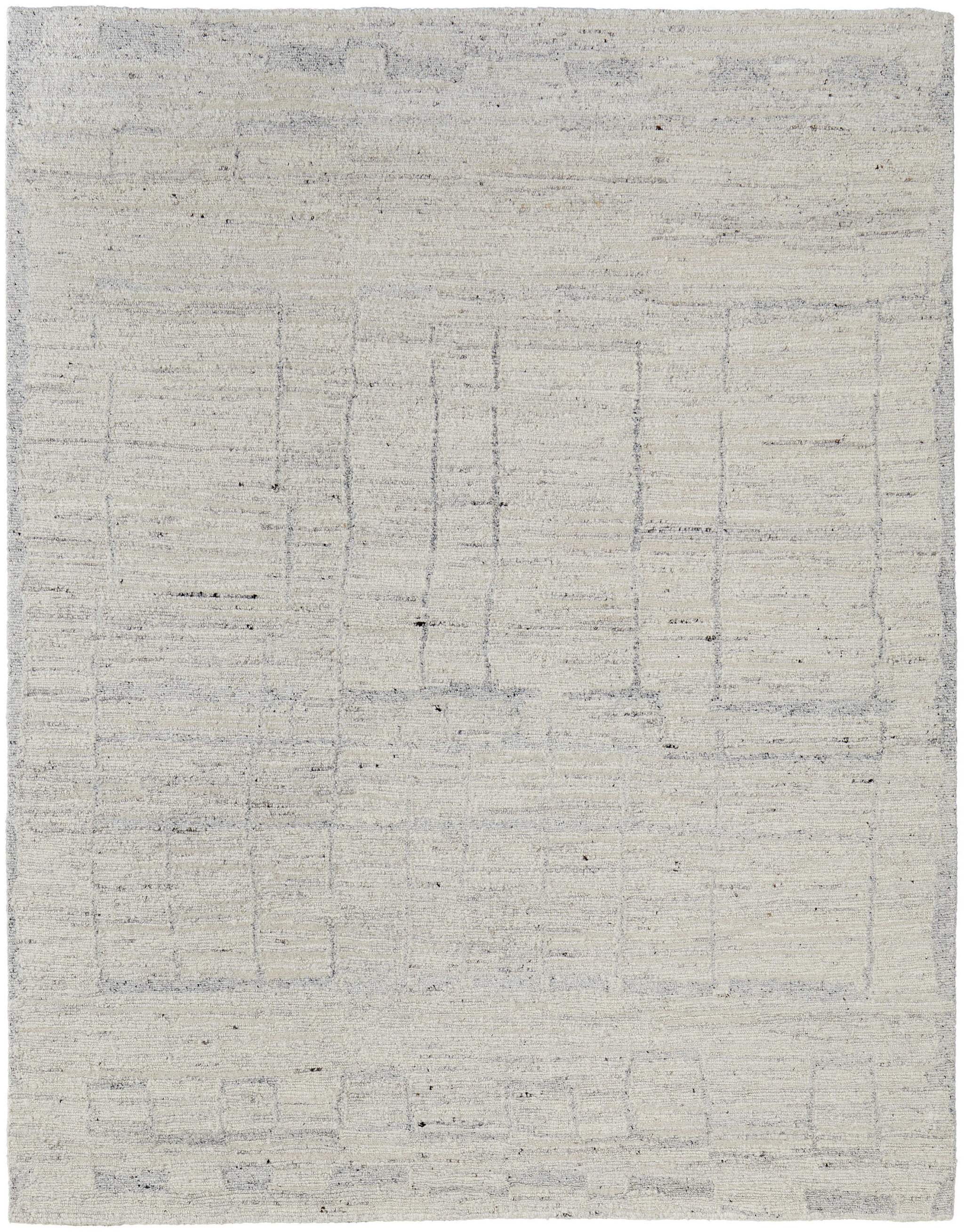 9' X 13' Gray and Ivory Abstract Hand Woven Worn Faded Area Rug