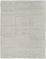 9' X 13' Gray and Ivory Abstract Hand Woven Worn Faded Area Rug