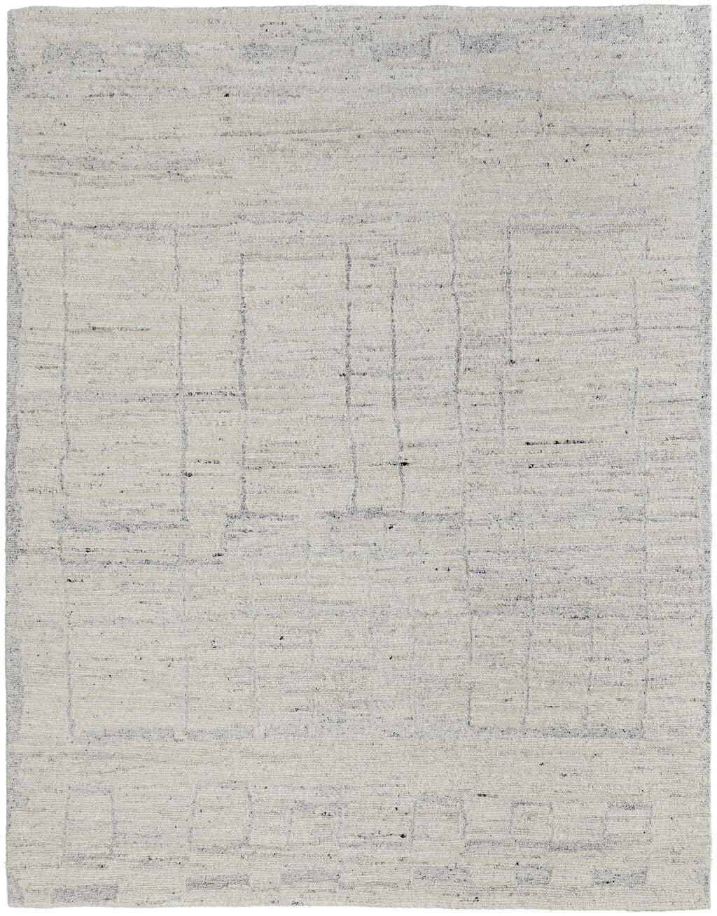 9' X 13' Gray and Ivory Abstract Hand Woven Worn Faded Area Rug