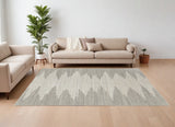 9' X 13' Gray and Ivory Ombre Hand Woven Area Rug