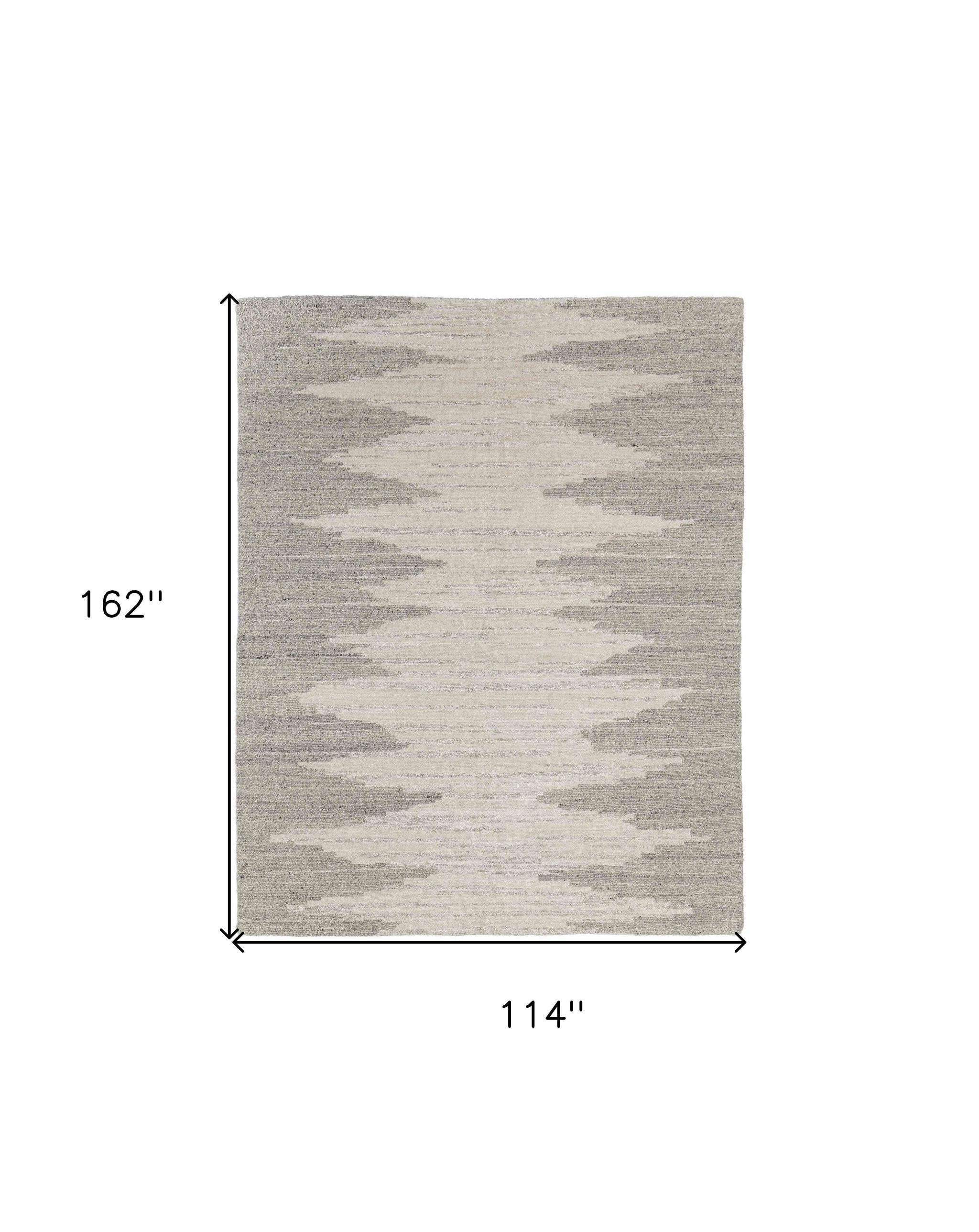 9' X 13' Gray and Ivory Ombre Hand Woven Area Rug