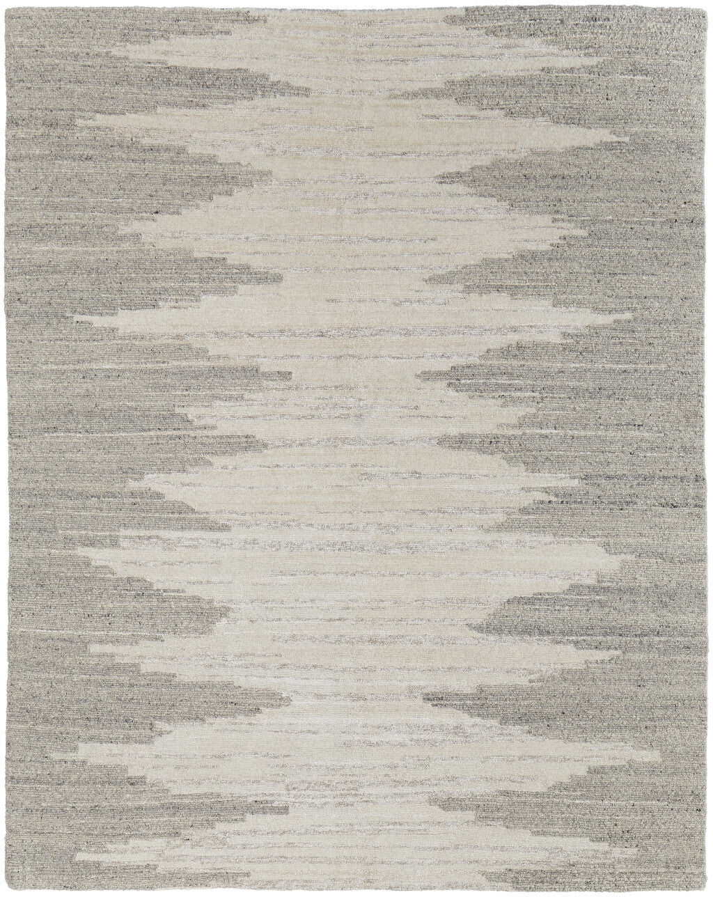 9' X 13' Gray and Ivory Ombre Hand Woven Area Rug