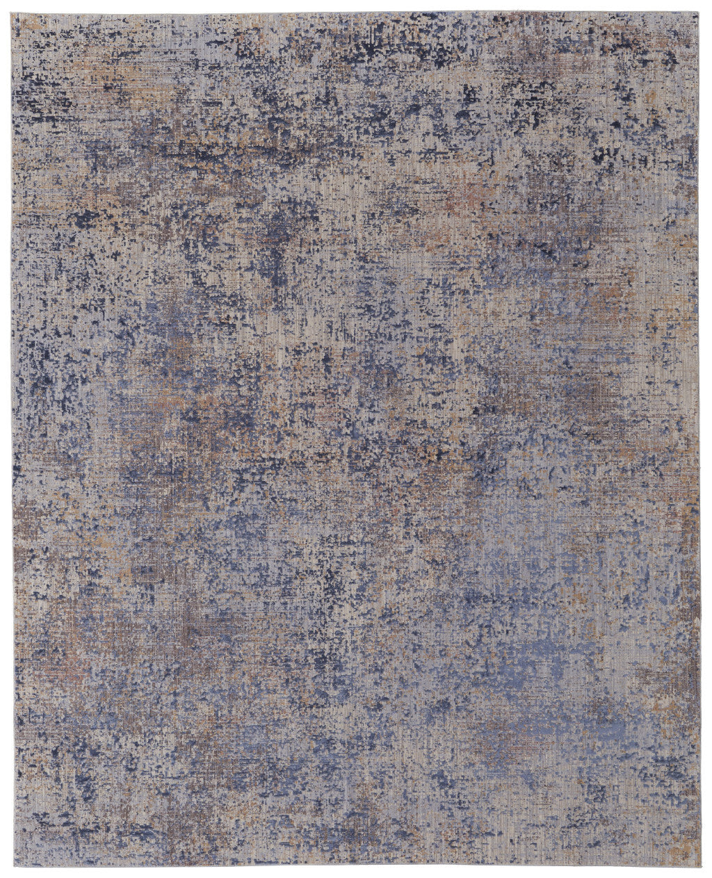 10' X 13' Blue Brown and Tan Abstract Power Loom Area Rug