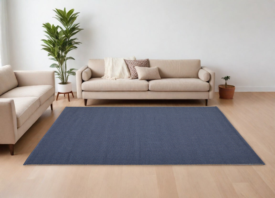 10' X 14' Blue Hand Woven Area Rug