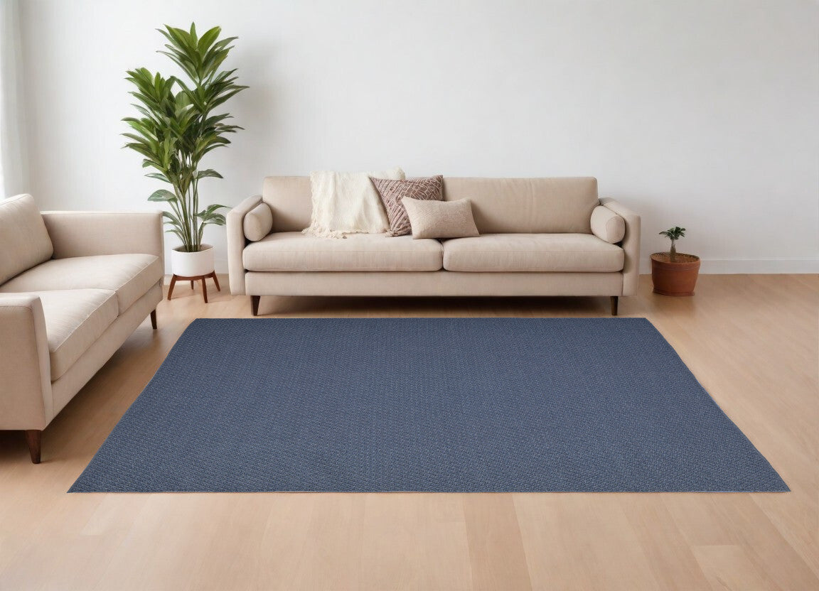 9' X 12' Blue Hand Woven Area Rug
