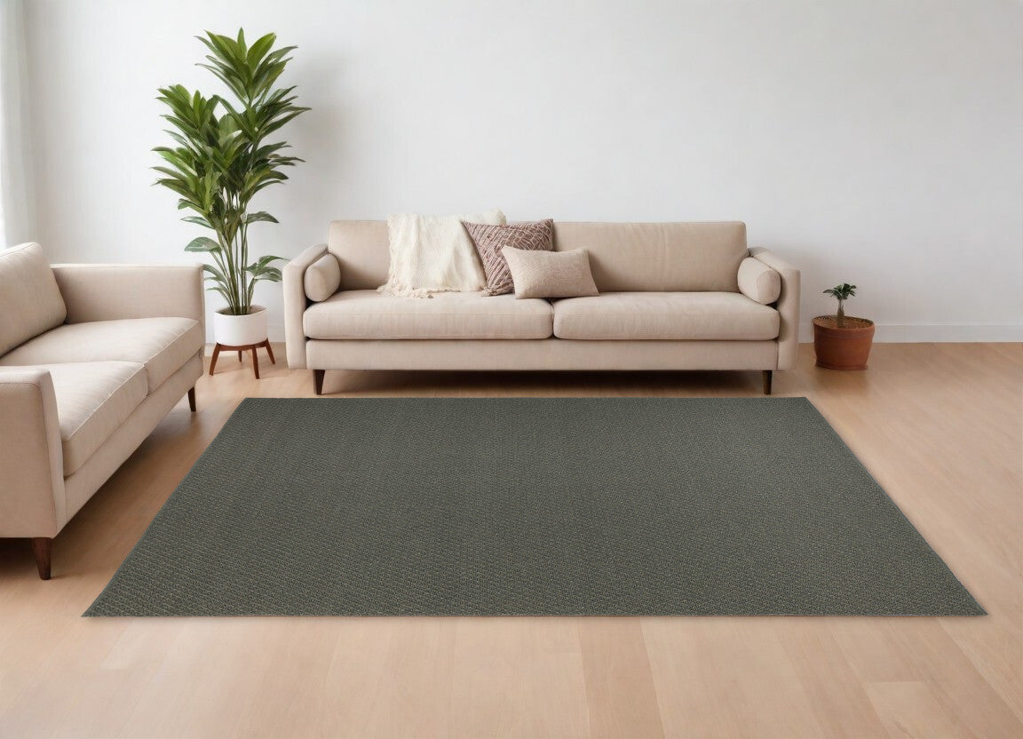 9' X 12' Green Hand Woven Area Rug