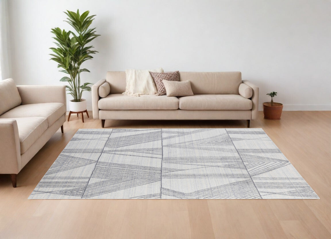 9' X 12' Black and Ivory Abstract Hand Woven Area Rug
