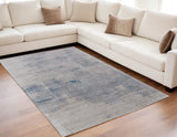 5' X 8' Gray Taupe and Blue Abstract Hand Tufted Area Rug