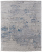 5' X 8' Gray Taupe and Blue Abstract Hand Tufted Area Rug