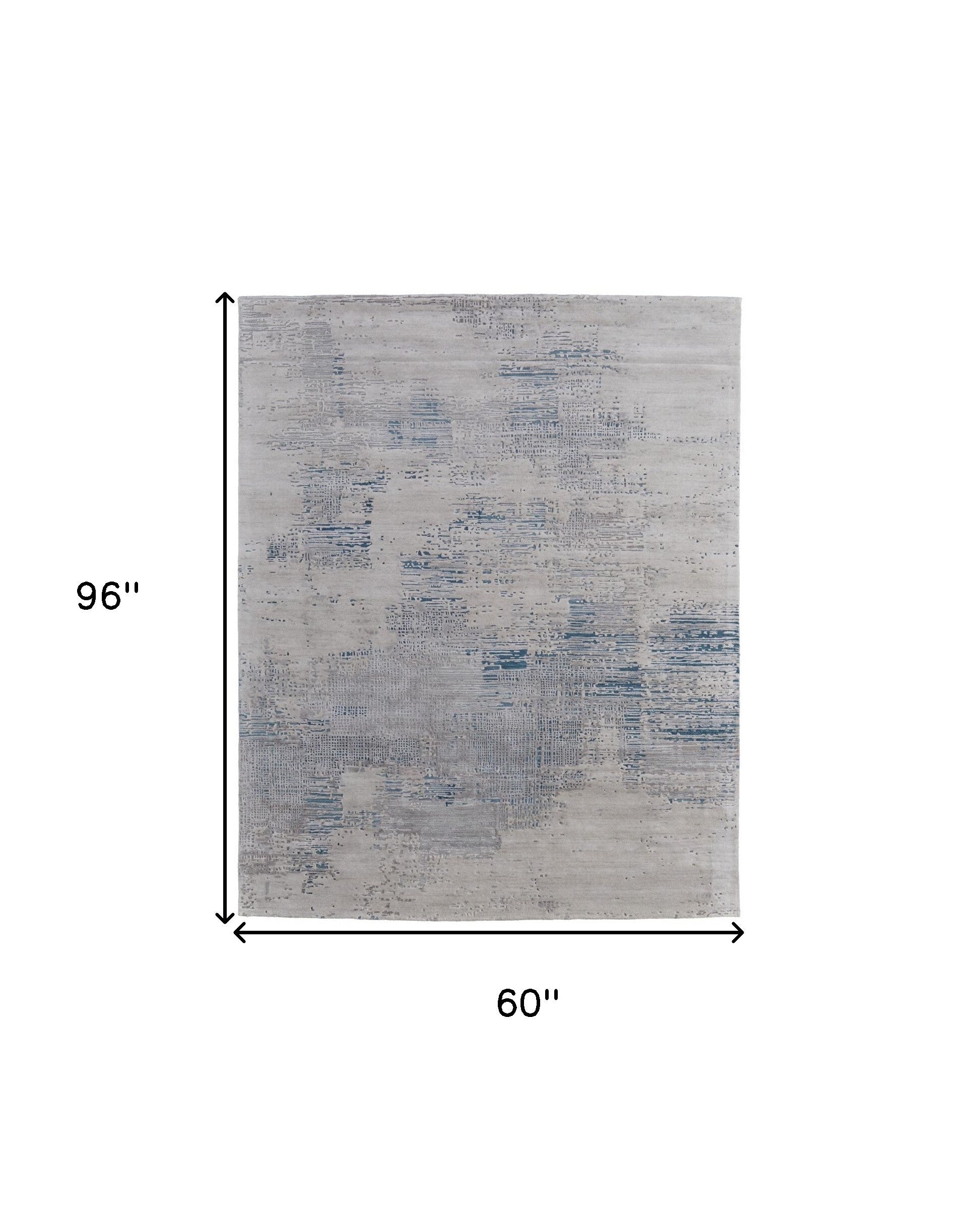 5' X 8' Gray Taupe and Blue Abstract Hand Tufted Area Rug