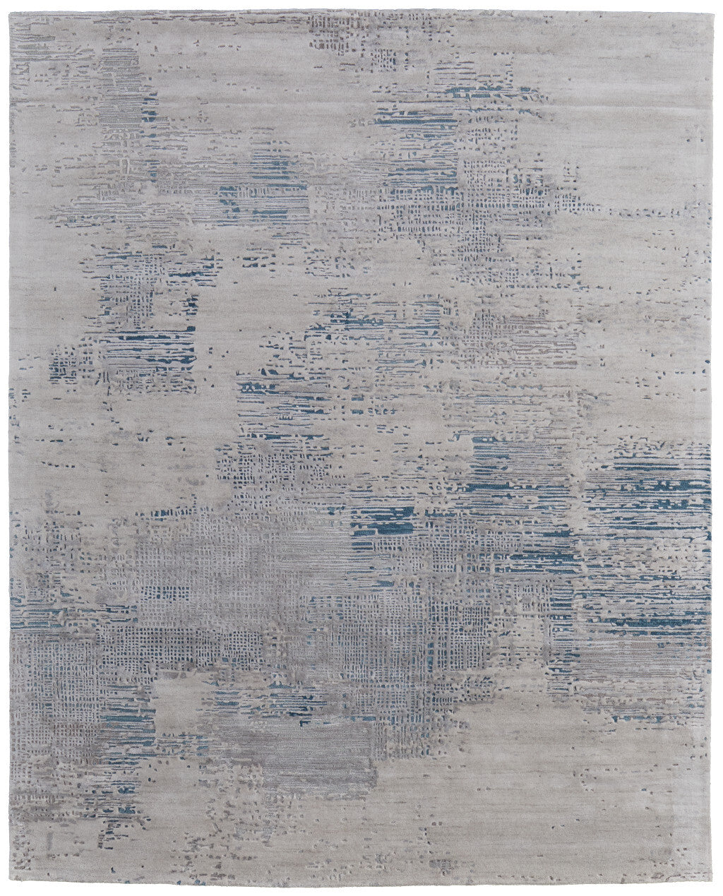 5' X 8' Gray Taupe and Blue Abstract Hand Tufted Area Rug