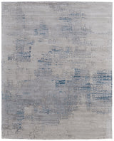 5' X 8' Gray Taupe and Blue Abstract Hand Tufted Area Rug