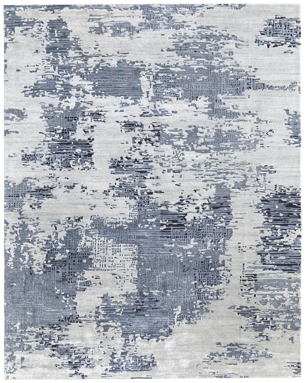 5' X 8' Gray Taupe and Blue Abstract Hand Tufted Area Rug