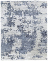 5' X 8' Gray Taupe and Blue Abstract Hand Tufted Area Rug