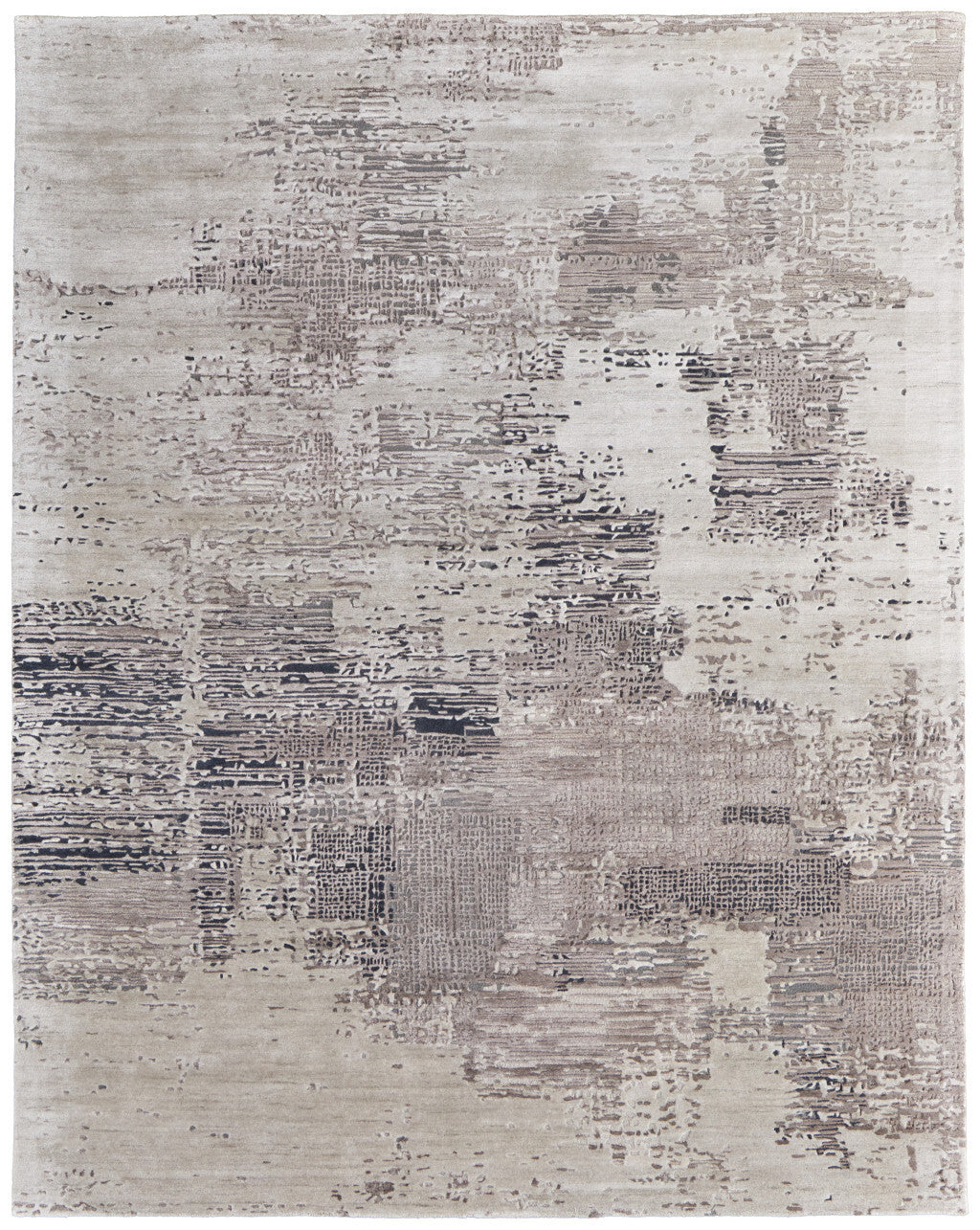 5' X 8' Brown Black and Tan Abstract Hand Tufted Area Rug