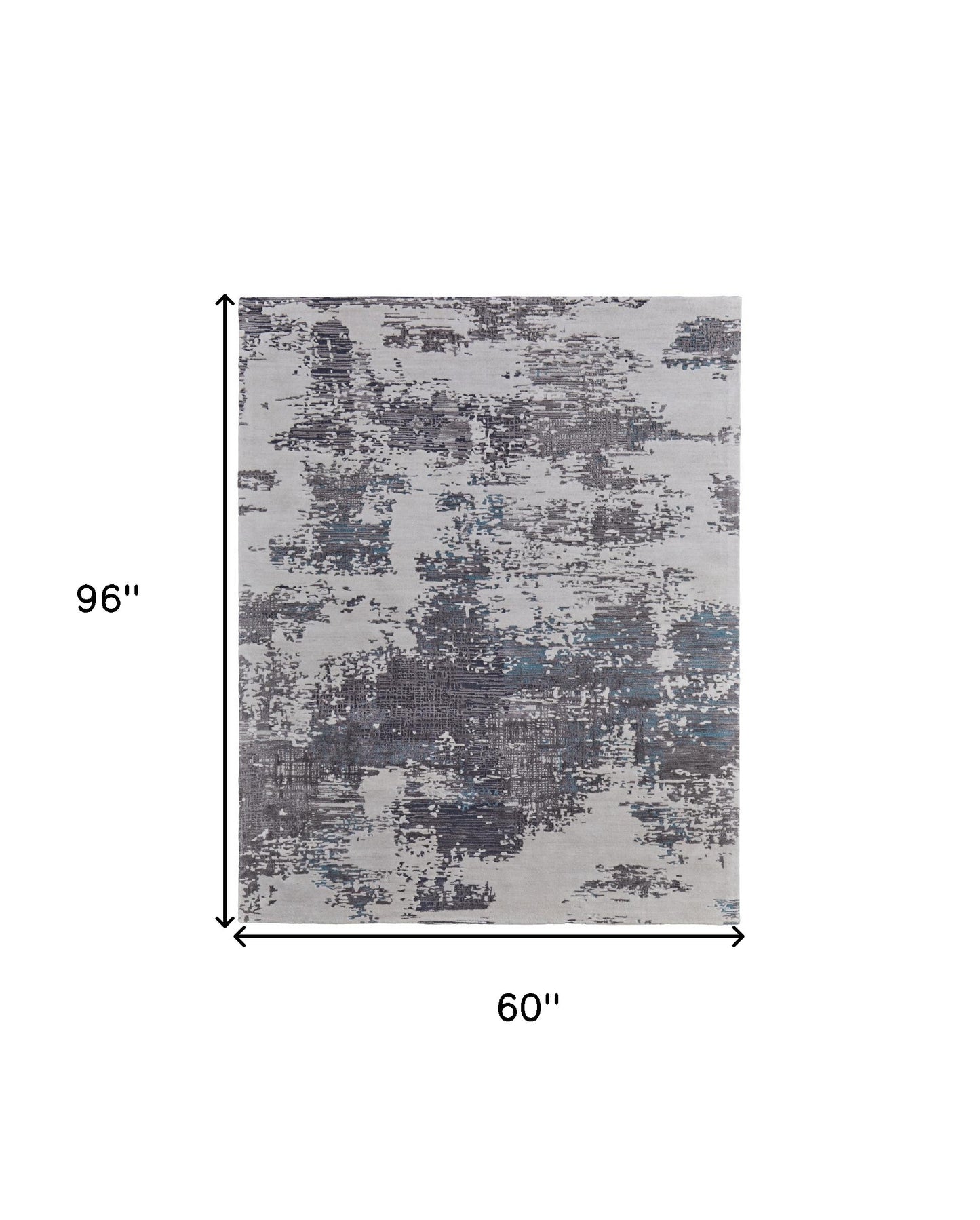 5' X 8' Ivory Brown and Blue Abstract Hand Tufted Area Rug