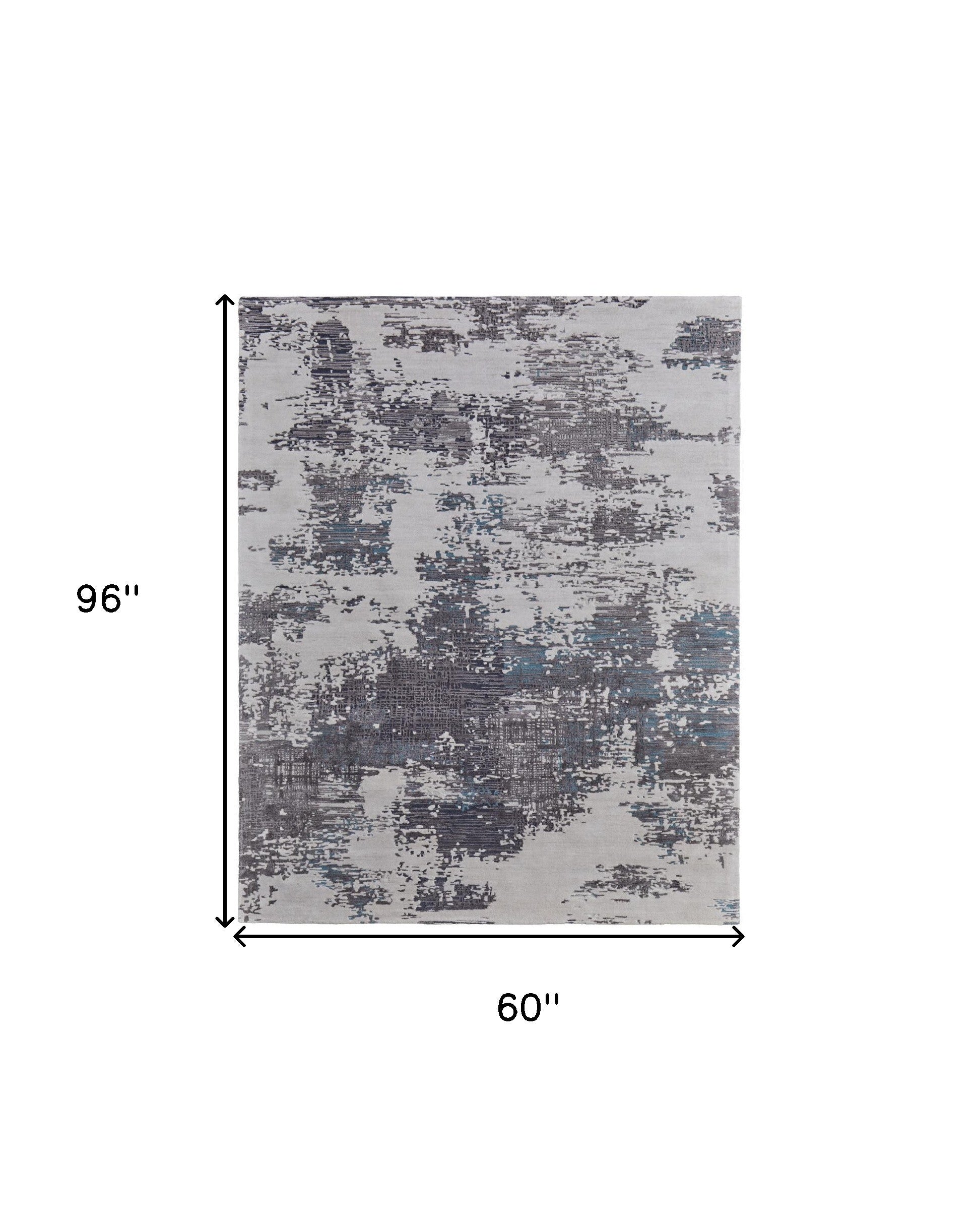 5' X 8' Ivory Brown and Blue Abstract Hand Tufted Area Rug