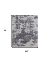 5' X 8' Ivory Brown and Blue Abstract Hand Tufted Area Rug