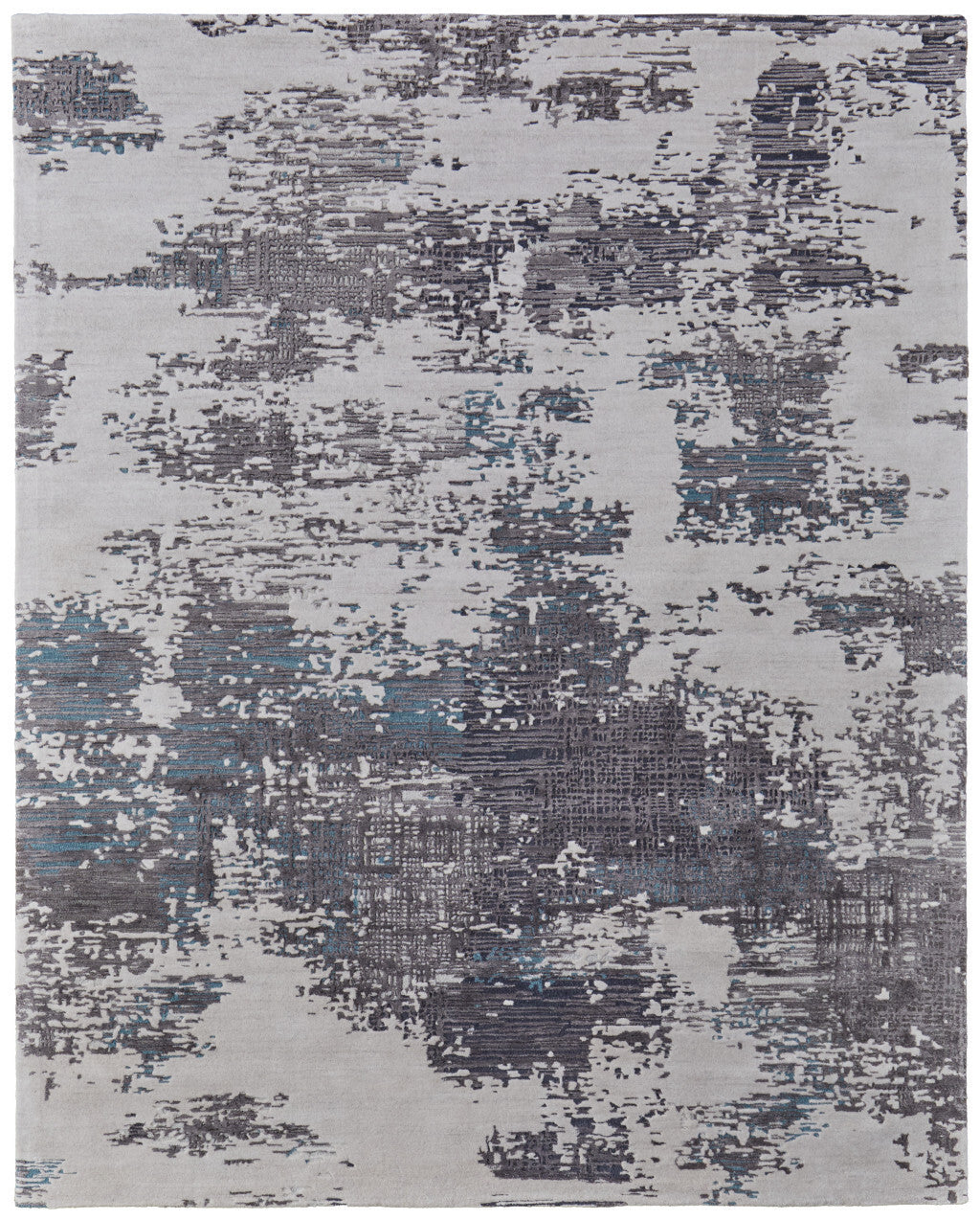 5' X 8' Ivory Brown and Blue Abstract Hand Tufted Area Rug