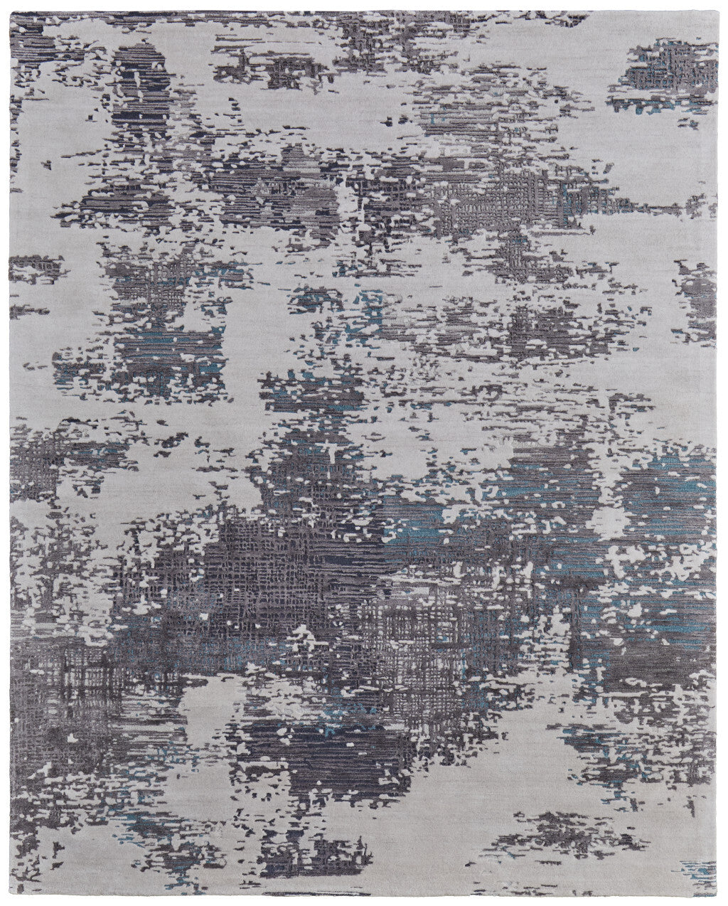 5' X 8' Ivory Brown and Blue Abstract Hand Tufted Area Rug