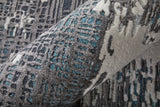 5' X 8' Ivory Brown and Blue Abstract Hand Tufted Area Rug