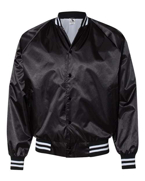 Unisex Satin Baseball Jacket Striped Trim - 5208