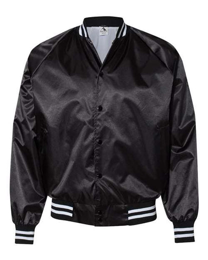 Unisex Satin Baseball Jacket Striped Trim - 5208
