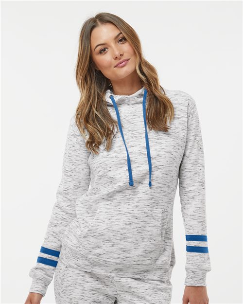Women’s Mélange Fleece Striped-Sleeve Hooded Sweatshirt - 6204