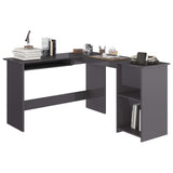 L-Shaped Corner Desk High Gloss Gray 47.2" x 55.1" x 29.5" Engineered Wood