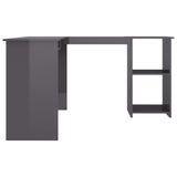 L-Shaped Corner Desk High Gloss Gray 47.2" x 55.1" x 29.5" Engineered Wood