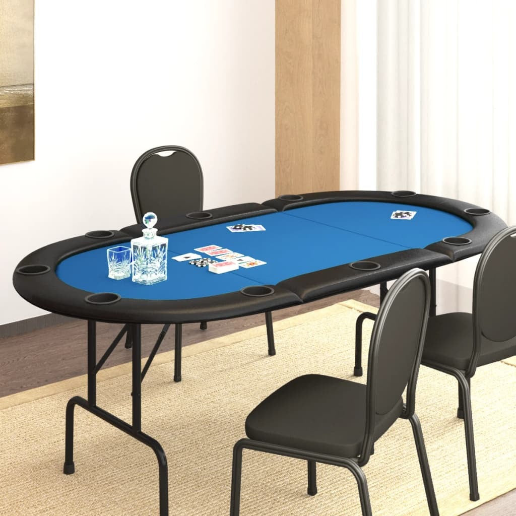 10-Player Folding Poker Table Blue 81.1"x41.7"x29.9