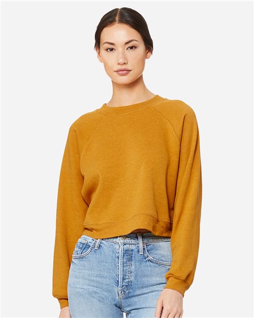 Women's Crop Raglan Fleece Crewneck Sweatshirt - 8847