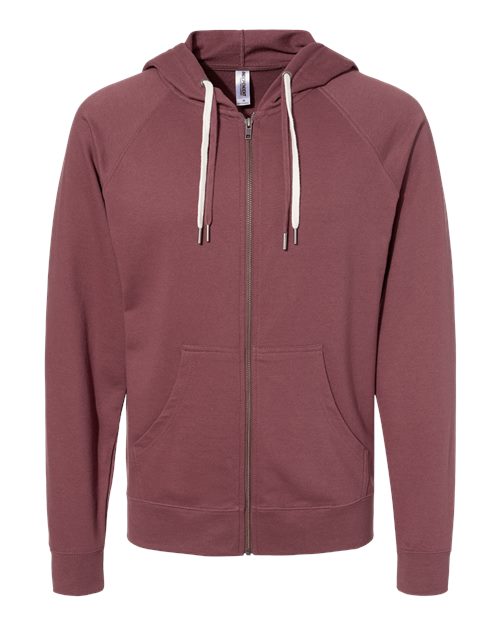 Unisex Icon Lightweight Loopback Terry Full-Zip Hooded Sweatshirt - 9131
